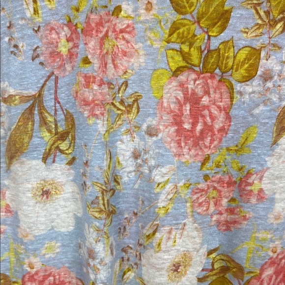 Joie 100% Linen Pink White and Blue Cap Sleeve Floral T-Shirt Size Large - Picture 6 of 8